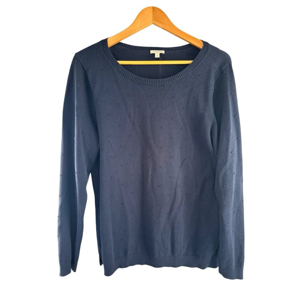 Talbots Navy‎ Blue Sweater Pullover Size M Medium Raised Knot Casual Classic